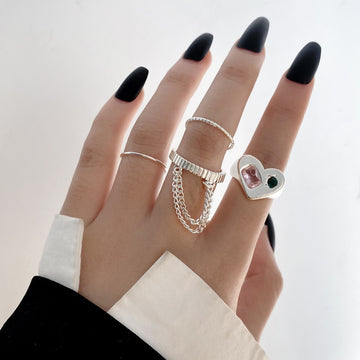 4-8pcs Fashion Jewelry Rings Set Hot Selling Metal Alloy Hollow Round Opening Women Finger Ring For Girl Lady Party Wedding Gift daiiibabyyy